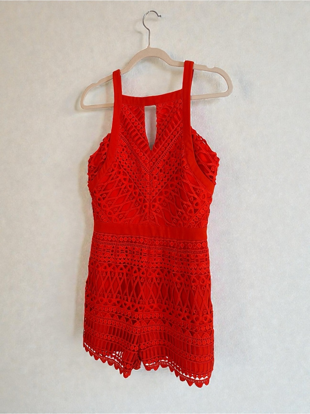 Adelyn Rae Vibrant Red Orange Romper